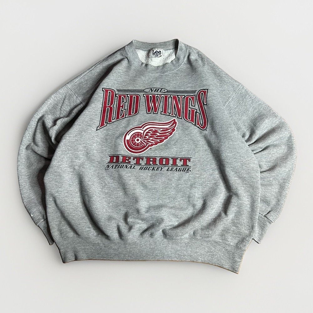 Vintage 90s Detroit Red Wings Crewneck Sweatshirt Mens XL Gray Hockey Made USA